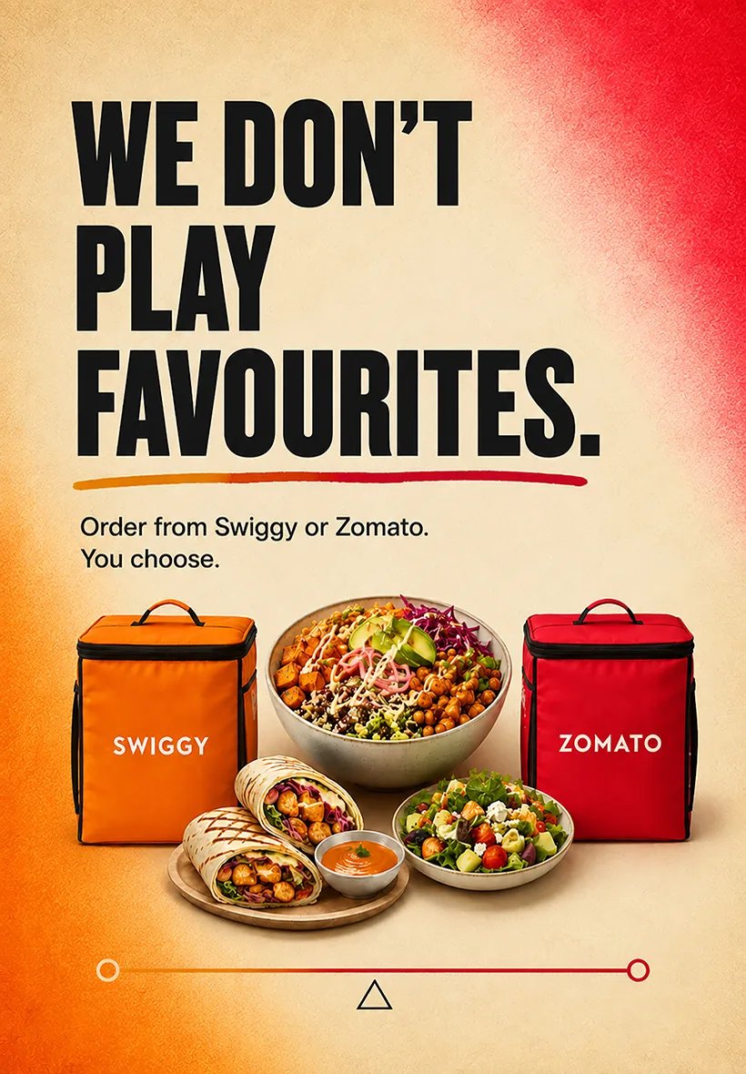 We don&rsquo;t play favourites &mdash; order from Swiggy or Zomato, you choose.