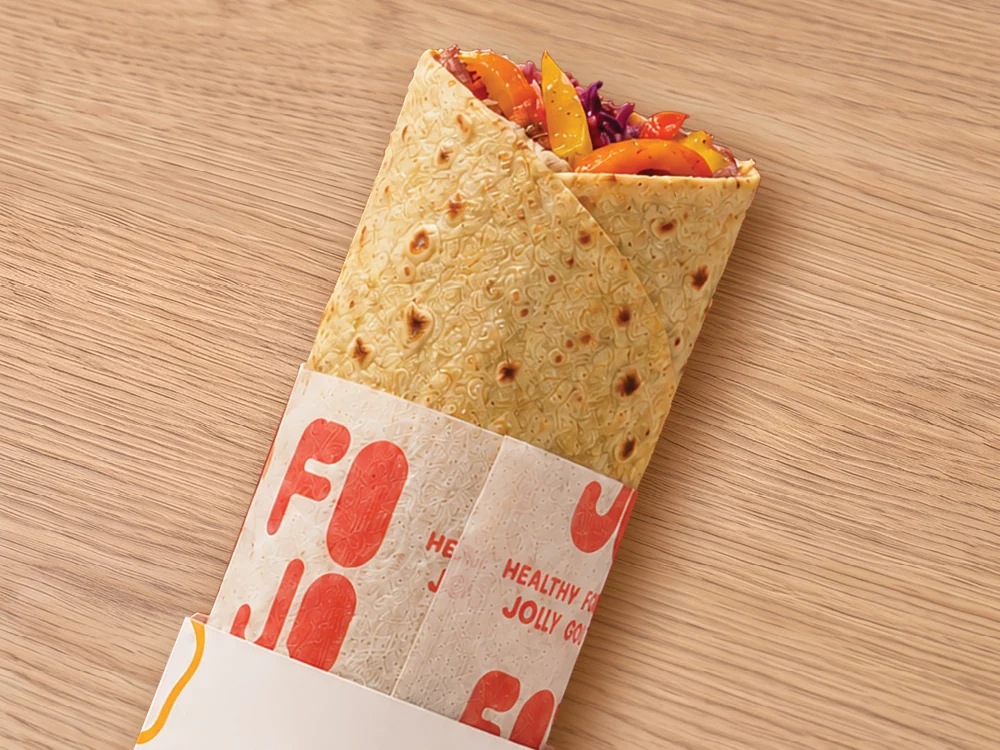 A FOJO wrap opened to show the filling