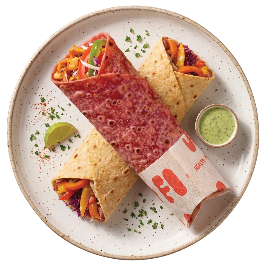 A FOJO wrap, plated and cut